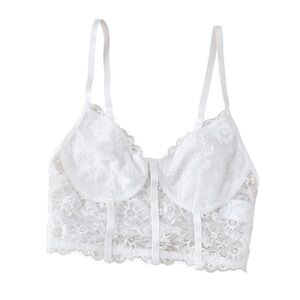 White Glam Lace Cami Corset Bustier Size XS